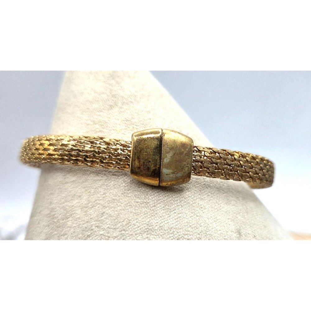 Gold Tone Braided Chain Bracelet With Magnetic Clasp - Picture 4 of 4